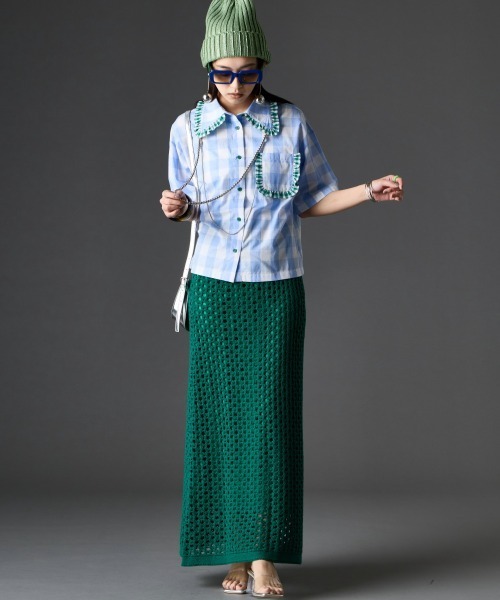 GEVS.(ジェイヴィス)の「綿100%ビッグカラーギンガムチェックシャツ<大きいサイズ有>GEVS.(シャツ/ブラウス・レディース・ブルー系/ブラック系・3L/LL/L/M/5L/4L)」の11枚目の写真