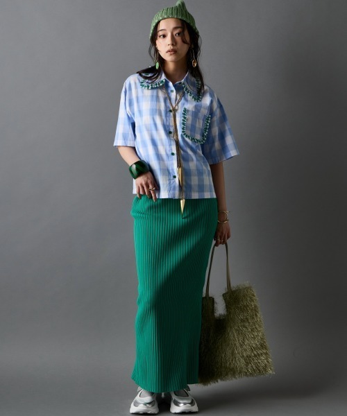 GEVS.(ジェイヴィス)の「綿100%ビッグカラーギンガムチェックシャツ<大きいサイズ有>GEVS.(シャツ/ブラウス・レディース・ブルー系/ブラック系・3L/LL/L/M/5L/4L)」の20枚目の写真