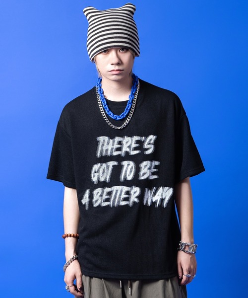 a.p.o.v.(エーピーオービー)の「a.p.o.v. メッセージロゴオーバーサイズサマーニットTシャツ(Tシャツ/カットソー・メンズ・ホワイト/ブラウン/ネイビー/ブラック・ONESIZE)」の3枚目の写真