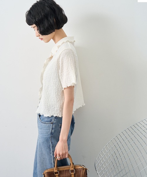 NOGLE(ノグル)の「【NOGLE/ノグル】配色メロー半袖シャツ(シャツ/ブラウス・レディース・アイボリー/ブルー/イエロー/ミント/ブラウン/ブラック・FREE)」の21枚目の写真