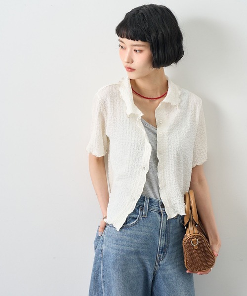 NOGLE(ノグル)の「【NOGLE/ノグル】配色メロー半袖シャツ(シャツ/ブラウス・レディース・アイボリー/ブルー/イエロー/ミント/ブラウン/ブラック・FREE)」の22枚目の写真