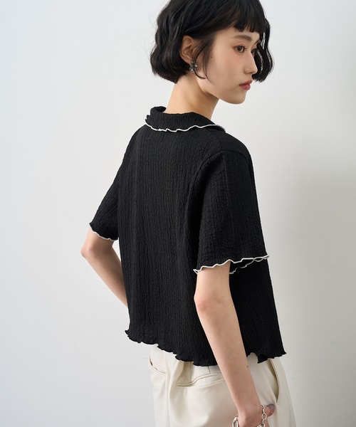 NOGLE(ノグル)の「【NOGLE/ノグル】配色メロー半袖シャツ(シャツ/ブラウス・レディース・アイボリー/ブルー/イエロー/ミント/ブラウン/ブラック・FREE)」の15枚目の写真