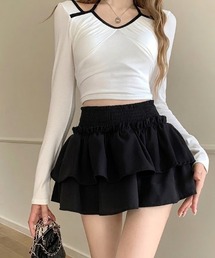 ハイウエストティアードフリルミニスカート