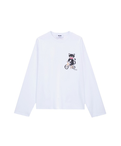 MSGM(エムエスジーエム)の「Bike Life Cats グラフィック L/S Tシャツ(Tシャツ/カットソー・メンズ・ホワイト・XL/L/M/S)」の1枚目の写真