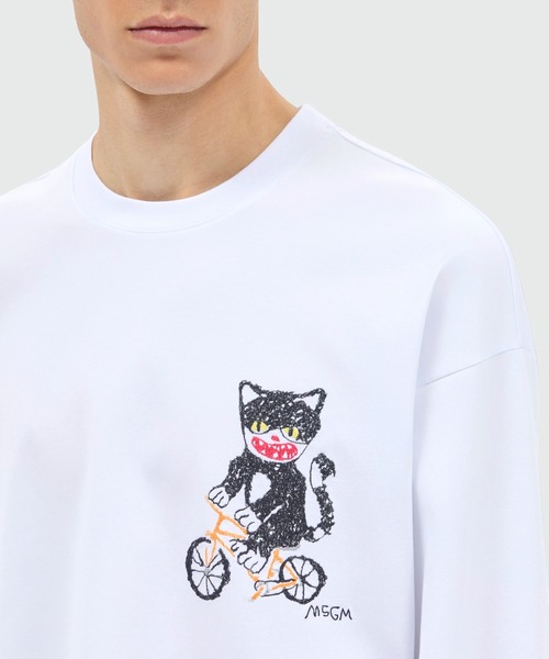 MSGM(エムエスジーエム)の「Bike Life Cats グラフィック L/S Tシャツ(Tシャツ/カットソー・メンズ・ホワイト・XL/L/M/S)」の2枚目の写真