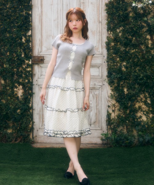 TITTY&CO.(ティティーアンドコー)の「ドットギャザーミニスカート(スカート・レディース・ブラック/アイボリー/ネイビー・FREE)」の11枚目の写真