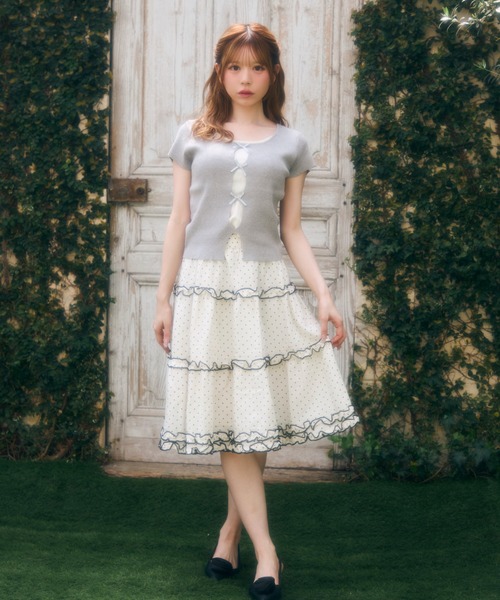 TITTY&CO.(ティティーアンドコー)の「ドットギャザーミニスカート(スカート・レディース・ブラック/アイボリー/ネイビー・FREE)」の12枚目の写真