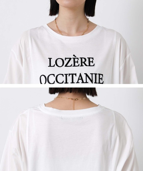 Gready Brilliant（グレディブリリアン）の「フロントロゴ布帛ドッキング５分袖カットソー（Tシャツ/カットソー・レディース・オフホワイト/チャコールグレー・FREE）」の21枚目の写真