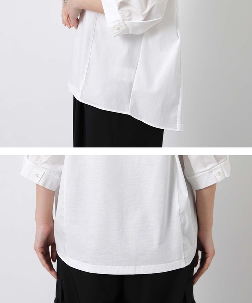 Gready Brilliant（グレディブリリアン）の「フロントロゴ布帛ドッキング５分袖カットソー（Tシャツ/カットソー・レディース・オフホワイト/チャコールグレー・FREE）」の22枚目の写真