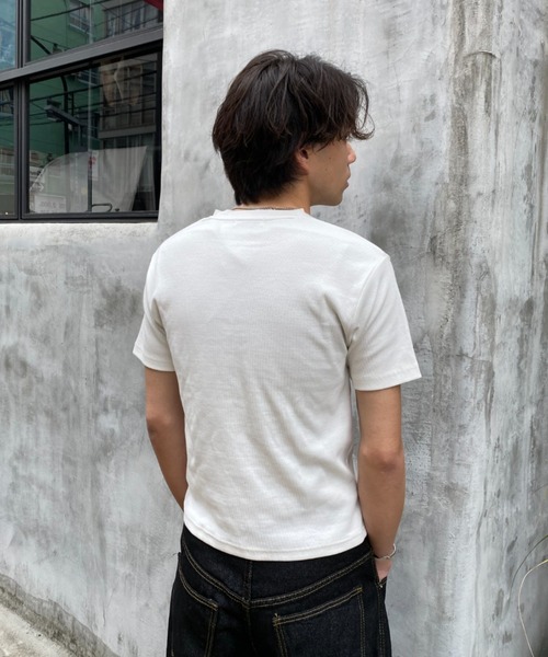 link lot(リンクロット)の「スパンリブヘンリーネックTシャツ(Tシャツ/カットソー・メンズ・ホワイト/カーキ/ブラック・L/M)」の6枚目の写真