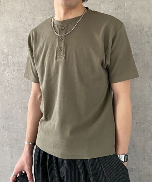 link lot(リンクロット)の「スパンリブヘンリーネックTシャツ(Tシャツ/カットソー・メンズ・ホワイト/カーキ/ブラック・L/M)」の11枚目の写真