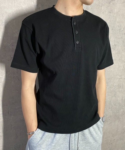 link lot(リンクロット)の「スパンリブヘンリーネックTシャツ(Tシャツ/カットソー・メンズ・ホワイト/カーキ/ブラック・L/M)」の8枚目の写真