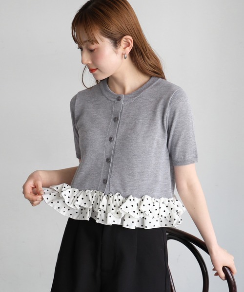 tiptop(ティップトップ)の「裾布帛ペプラムカーディガン(カーディガン/ボレロ・レディース・グレー/チャコールグレー/ネイビー・FREE)」の20枚目の写真
