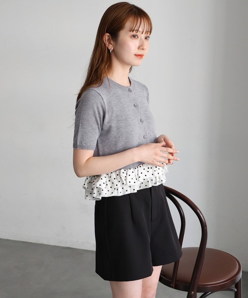 tiptop(ティップトップ)の「裾布帛ペプラムカーディガン(カーディガン/ボレロ・レディース・グレー/チャコールグレー/ネイビー・FREE)」の21枚目の写真