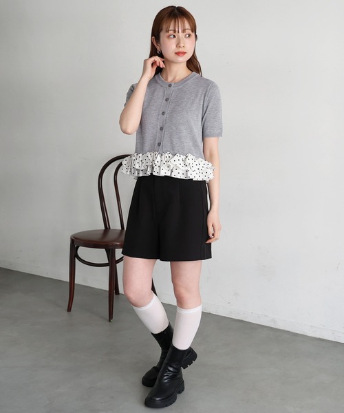 tiptop(ティップトップ)の「裾布帛ペプラムカーディガン(カーディガン/ボレロ・レディース・グレー/チャコールグレー/ネイビー・FREE)」の22枚目の写真