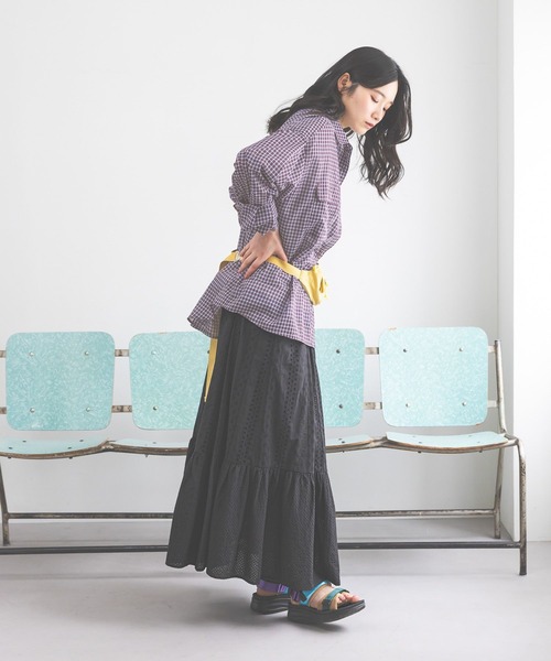 niko and...（ニコアンド）の「コットン刺繍スカート（スカート・レディース・オフホワイト/ブラック・FREE）」の20枚目の写真