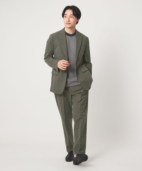 green label relaxing(グリーンレーベルリラクシング)の「A+ PERTEX UNLIMITED コットンライク リラックス 1プリーツ スラックス セットアップパンツ -ウォッシャブル・ストレッチ・撥水-(スラックス・メンズ・オリーブ/ブラック・XL/L/M/S)」の4枚目の写真