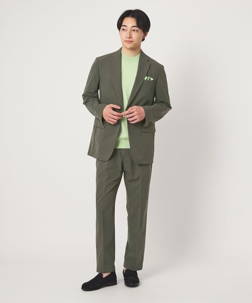 green label relaxing(グリーンレーベルリラクシング)の「A+ PERTEX UNLIMITED コットンライク リラックス 1プリーツ スラックス セットアップパンツ -ウォッシャブル・ストレッチ・撥水-(スラックス・メンズ・オリーブ/ブラック・XL/L/M/S)」の5枚目の写真