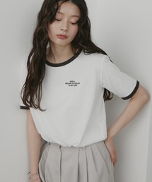 刺繍ロゴリンガーTシャツ