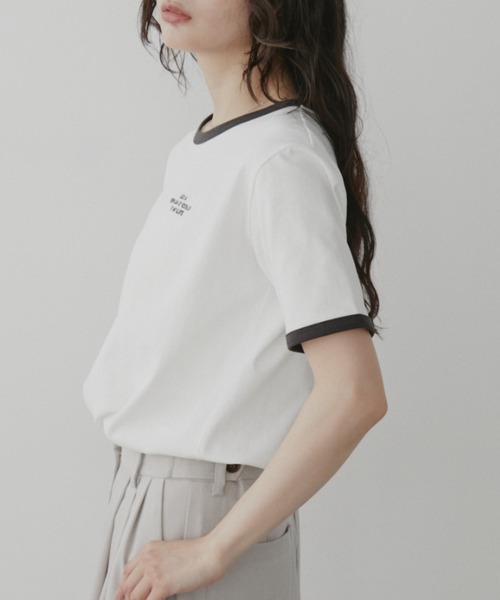 Aunt Marie's(アントマリーズ)の「刺繍ロゴリンガーTシャツ(Tシャツ/カットソー・レディース・ホワイト/ナチュラル/ブラック・FREE)」の9枚目の写真