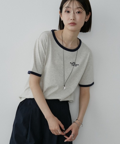 Aunt Marie's(アントマリーズ)の「刺繍ロゴリンガーTシャツ(Tシャツ/カットソー・レディース・ホワイト/ナチュラル/ブラック・FREE)」の21枚目の写真