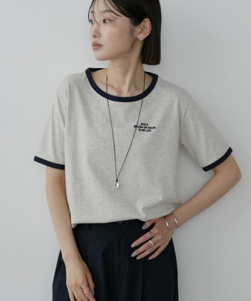 Aunt Marie's(アントマリーズ)の「刺繍ロゴリンガーTシャツ(Tシャツ/カットソー・レディース・ホワイト/ナチュラル/ブラック・FREE)」の17枚目の写真