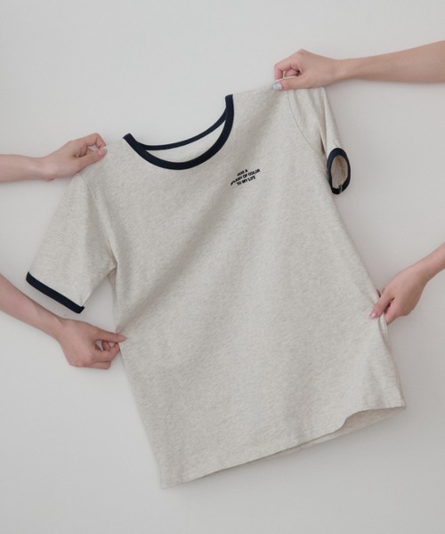 Aunt Marie's(アントマリーズ)の「刺繍ロゴリンガーTシャツ(Tシャツ/カットソー・レディース・ホワイト/ナチュラル/ブラック・FREE)」の16枚目の写真