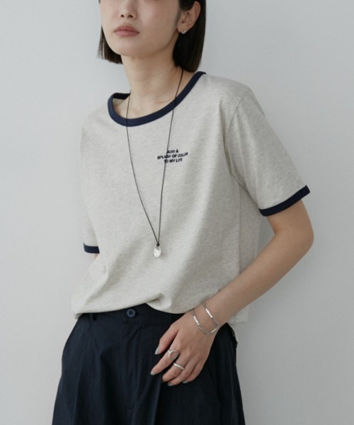 Aunt Marie's(アントマリーズ)の「刺繍ロゴリンガーTシャツ(Tシャツ/カットソー・レディース・ホワイト/ナチュラル/ブラック・FREE)」の22枚目の写真