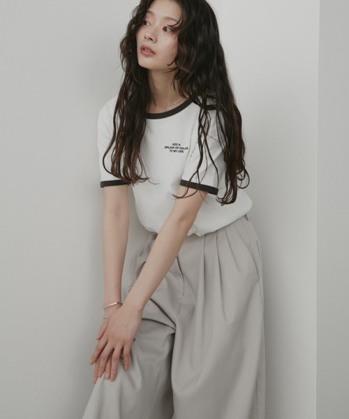 Aunt Marie's(アントマリーズ)の「刺繍ロゴリンガーTシャツ(Tシャツ/カットソー・レディース・ホワイト/ナチュラル/ブラック・FREE)」の11枚目の写真