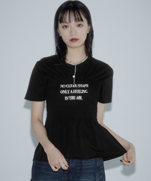 PAGEBOY(ページボーイ)の「ウエストシャーリングロゴT(Tシャツ/カットソー・レディース・ブラック/オフホワイト・FREE)」の1枚目の写真