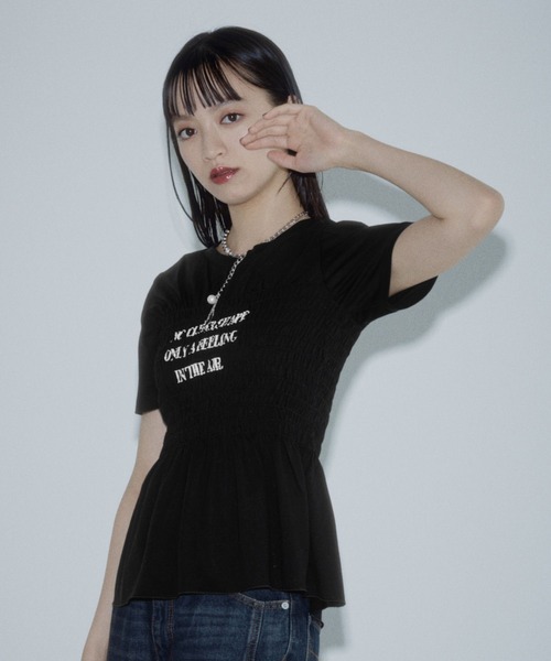 PAGEBOY(ページボーイ)の「ウエストシャーリングロゴT(Tシャツ/カットソー・レディース・ブラック/オフホワイト・FREE)」の8枚目の写真
