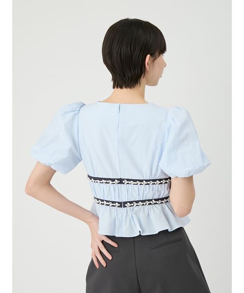 LILY BROWN（リリーブラウン）の「[L.B CANDY STOCK]ペプラムリボントップス（Tシャツ/カットソー・レディース・ブラック/ブルー/ホワイト・F）」の6枚目の写真