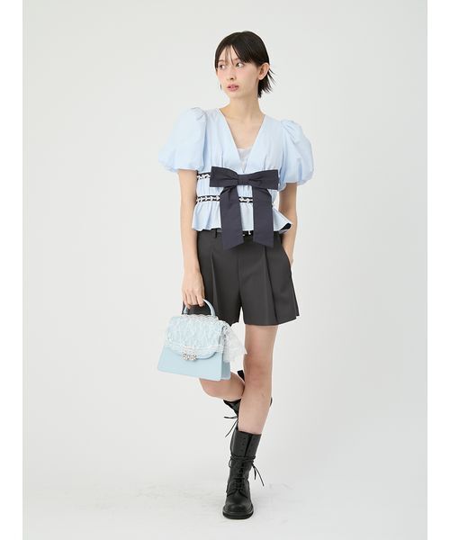 LILY BROWN（リリーブラウン）の「[L.B CANDY STOCK]ペプラムリボントップス（Tシャツ/カットソー・レディース・ブラック/ブルー/ホワイト・F）」の13枚目の写真