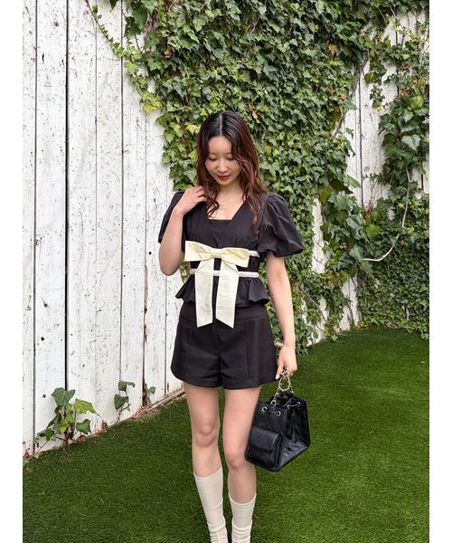 LILY BROWN（リリーブラウン）の「[L.B CANDY STOCK]ペプラムリボントップス（Tシャツ/カットソー・レディース・ブラック/ブルー/ホワイト・F）」の14枚目の写真