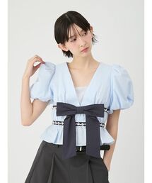 LILY BROWN | [L.B CANDY STOCK]ペプラムリボントップス(Tシャツ/カットソー)