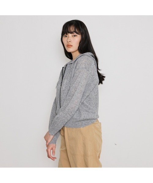 COMMON＋HAUS（コモンハウス）の「麻混シアーニットパーカ（パーカー・レディース・ライトピンク/ライトブルー/ブラック・FREE）」の14枚目の写真