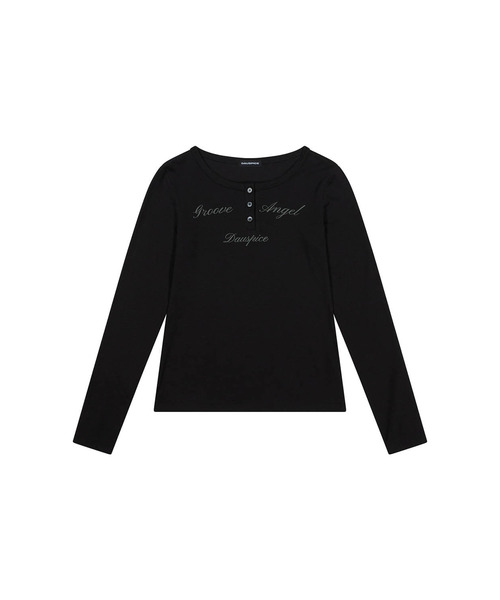 DAUSPICE(ディーオスピス)の「(DUC) GA Henley-Neck Long Sleeve Black(Tシャツ/カットソー・レディース・ブラック・ONE SIZE)」の1枚目の写真