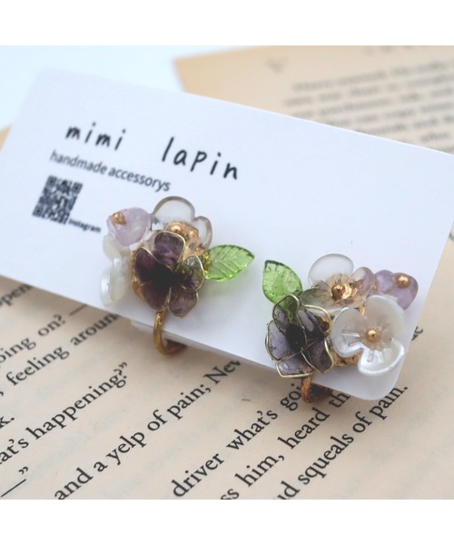 tone(トーン)の「【mimi lapin】フラワービジューパープルのイヤリング(MA)(イヤリング・レディース・パープル・FREE)」の3枚目の写真
