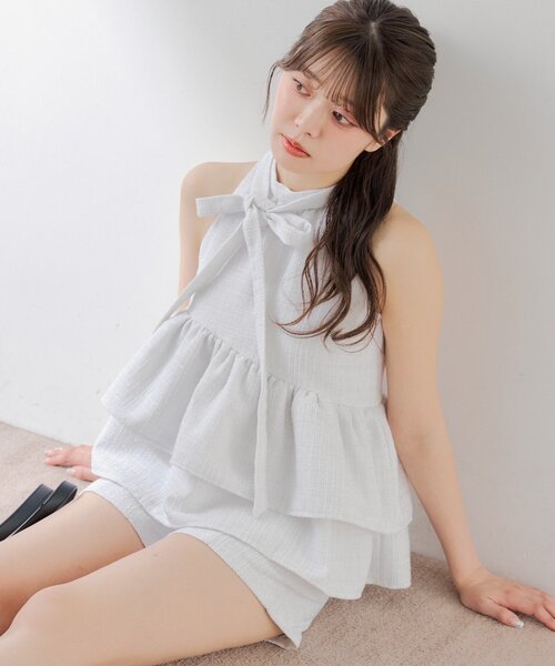 Chico(チコ)の「【セットアップ対応】ツイードアメスリブラウス(シャツ/ブラウス・レディース・ブラック/ホワイト系その他3/ホワイト・FREE)」の8枚目の写真