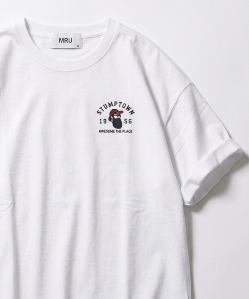 MRU（エムアールユー）の「2026SS MRU/エムアールユー オーバーサイズ ワンポイント刺繍半袖Tシャツ レディース メンズ（Tシャツ/カットソー・メンズ・ホワイト系その他2/ホワイト系その他/ホワイト/ホワイト系その他3/ブラック系その他/ネイビー/ブラック系その他2/ブラック/ブラック系その他3/ホワイト系その他4・L/M/LL）」の2枚目の写真