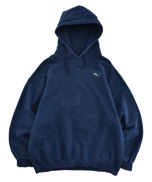 Reebok(リーボック)の「【USED】90’s Reebok ロゴ フーディ USA製(パーカー・メンズ・ネイビー・X-LARGE)」の1枚目の写真