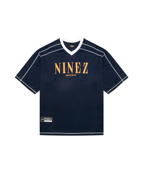 NINEZ(ナインゼット)の「ワッフルメッシュラグビーオーバーサイズTシャツ (2カラー)(Tシャツ/カットソー・メンズ・ブラック/ネイビー・X-LARGE/2XL/LARGE)」の6枚目の写真