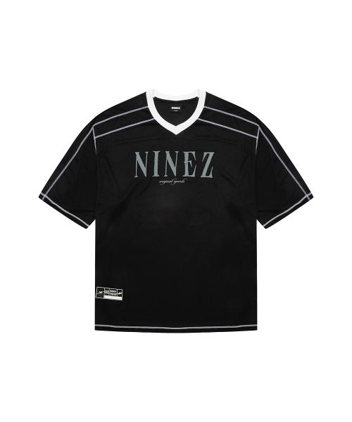 NINEZ(ナインゼット)の「ワッフルメッシュラグビーオーバーサイズTシャツ (2カラー)(Tシャツ/カットソー・メンズ・ブラック/ネイビー・X-LARGE/2XL/LARGE)」の8枚目の写真