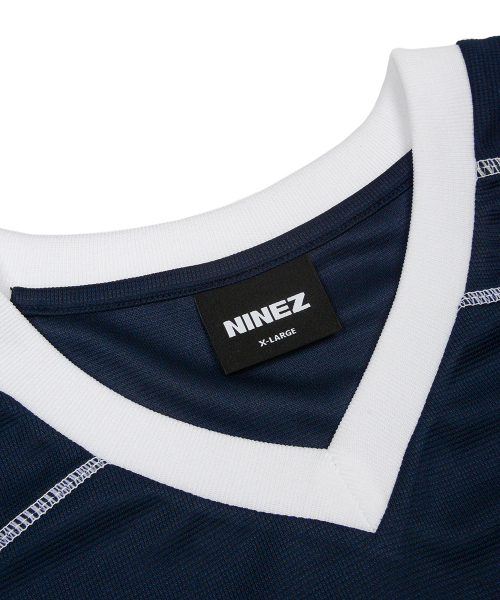 NINEZ(ナインゼット)の「ワッフルメッシュラグビーオーバーサイズTシャツ (2カラー)(Tシャツ/カットソー・メンズ・ブラック/ネイビー・X-LARGE/2XL/LARGE)」の10枚目の写真