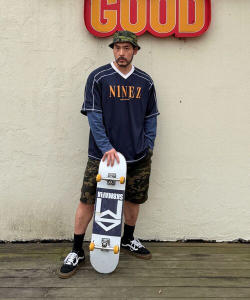 NINEZ(ナインゼット)の「ワッフルメッシュラグビーオーバーサイズTシャツ (2カラー)(Tシャツ/カットソー・メンズ・ブラック/ネイビー・X-LARGE/2XL/LARGE)」の16枚目の写真