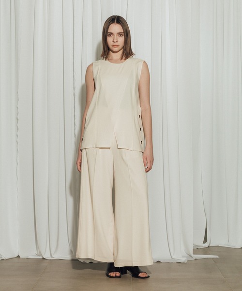 CITY TOKYO(シティトウキョウ)の「【CITY TOKYO/シティートウキョウ】Back Satin Georgette Pants/バックサテンジョーゼットパンツ(その他パンツ・レディース・アイボリー/ブラック・1)」の15枚目の写真