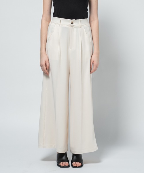 CITY TOKYO(シティトウキョウ)の「【CITY TOKYO/シティートウキョウ】Back Satin Georgette Pants/バックサテンジョーゼットパンツ(その他パンツ・レディース・アイボリー/ブラック・1)」の12枚目の写真