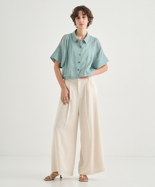 CITY TOKYO(シティトウキョウ)の「【CITY TOKYO/シティートウキョウ】Back Satin Georgette Pants/バックサテンジョーゼットパンツ(その他パンツ・レディース・アイボリー/ブラック・1)」の10枚目の写真