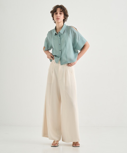 CITY TOKYO(シティトウキョウ)の「【CITY TOKYO/シティートウキョウ】Back Satin Georgette Pants/バックサテンジョーゼットパンツ(その他パンツ・レディース・アイボリー/ブラック・1)」の11枚目の写真