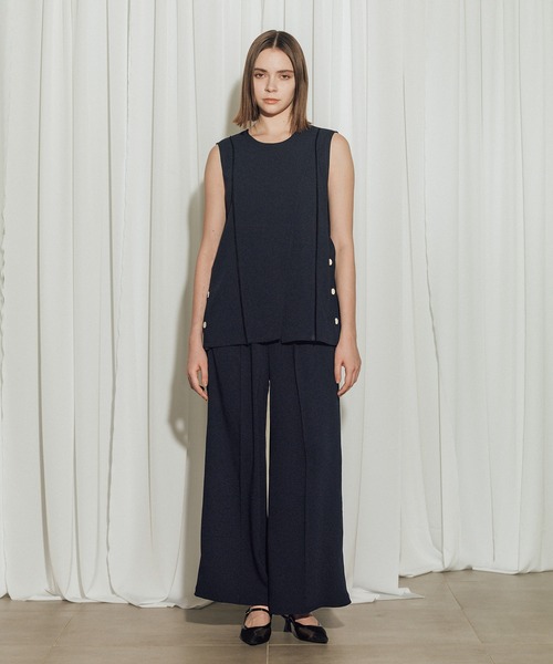 CITY TOKYO(シティトウキョウ)の「【CITY TOKYO/シティートウキョウ】Back Satin Georgette Pants/バックサテンジョーゼットパンツ(その他パンツ・レディース・アイボリー/ブラック・1)」の7枚目の写真